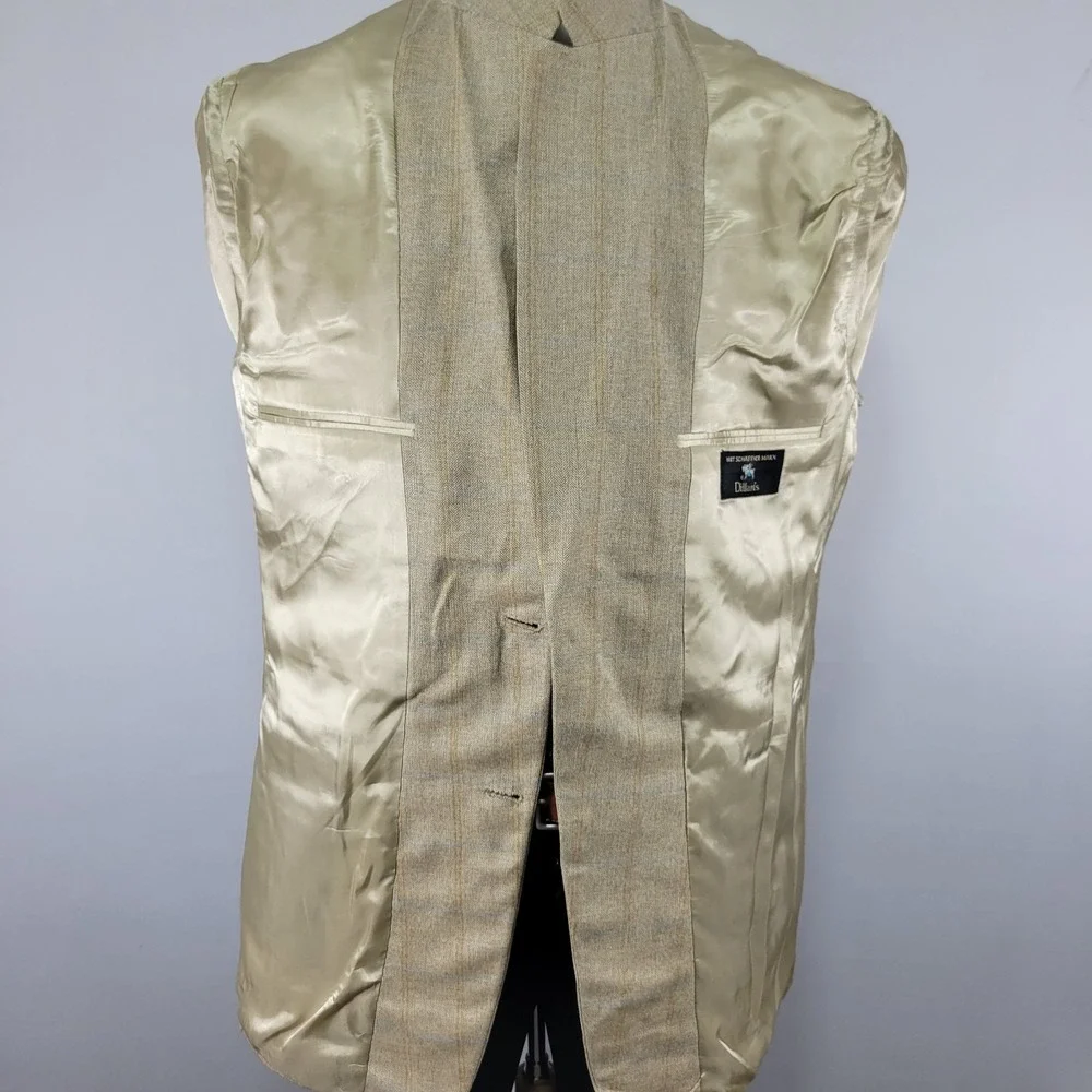 Hart‎ Schaffner Marx Men's Sport Coat Blazer Two Button Beige Plaid Size 44R
